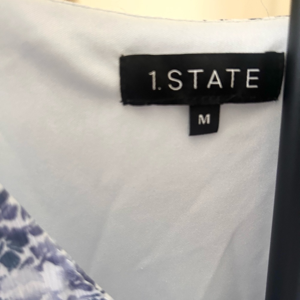 Blue and White Floral Tiered Mini Dress - Picture 3 of 5